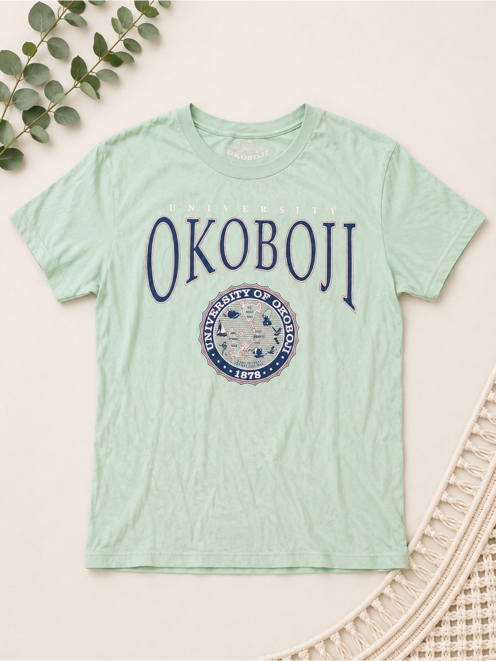 Okoboji University Mint Green Graphic Tee Vintage Style T-shirt
